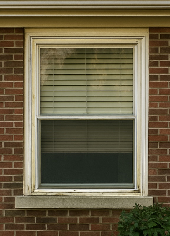 Double-hung window replacement before repair